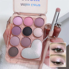 YICKYUE - 10 Color Love Eyeshadow Palette Velvet Matte and Shimmer Effect Pink Brown Eye Shadow Plate Create A Multi-Functional Makeup
