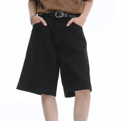 HEARUJOY - 2XL Retro Loose Shorts Mens Retro Loose Jeans Trendy Basic Pants All Seasons Wear Solid Color Design Comfortable Fit