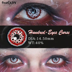 YICKYUE - 1 Pair Cosplay Color Contact Lenses Crazy Red Anime Contact Lenses For Halloween Role Play Party Cosmetic Holidays