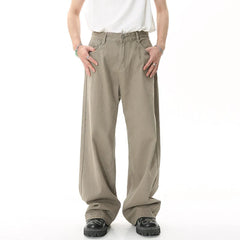Hearujoy Men Fashion Straight Loose Jeans Korean Style Mid High Denim Summer Versatile Wide Leg Trousers Male Street 9A8929