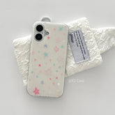 YICKYUE - Full Screen Cute Colorful Little Stars Luxury IMD Phone Case For iPhone 17 AIR 16 15 14 13 12 11 Pro MAX Plus Y2K Silicone Cover