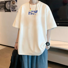 YICKYUE - Men's T shirts Cotton 4XL Big Size Black Mens Summer Wear Oversized T-Shirt Letter Print Casual Tee Shirts Male Clothes Funny