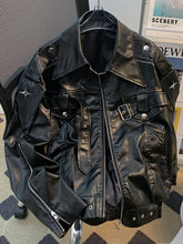 Hearujoy Niche Deconstruction Heavy Industry Leather Jacket Men's Spring Autumn Design Loose Clean Fit Short Motorcycle Leather Jacket