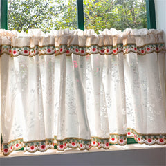 YICKYUE - Chinese-Style Elegant Short Curtain Punch-Free Half Curtain Small Window Gauze Curtain Velcro Shade Home Decorative