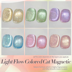 YICKYUE - 10ml Spring Green Cat Magnetic Gel Nail Polish for Nails Design Glitter Semi Permanent Sparkling Magnet Nail Gel