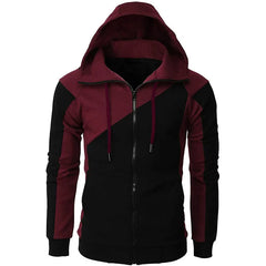 HEARUJOY - Color Block Hooded Men Slim Fit Sweatshirt Casual Fashion Long Sleeve Sporty Jacket Stylish Outerwear For Men Trendy Streetwear