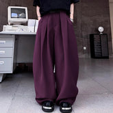 HEARUJOY - Men Pants Solid Color Button Joggers Oversize Male Wide Leg Pants Streetwear Pleated Fashion Casual Trousers Men