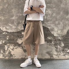 HEARUJOY - Summer Black Suit Shorts Men Fashion Social Mens Dress Shorts Korean Khaki Casual Suit Shorts Mens Office Formal Shorts M-2XL