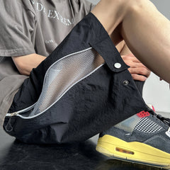 Hearujoy Summer Thin Running Shorts for Men Side Zippers Casual Sport Short Pants Drawstring Quick Dry Sports Shorts Black/Navy Blue
