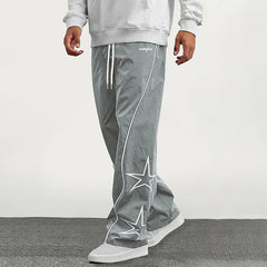 HEARUJOY - American Casual Baggy Pants Men Cargo Trousers High Street Drawstring Workwear Trendy Loose Versatile Straight Wide-Leg Pants