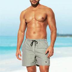 HEARUJOY - Mens Swimming Trunks Plaid Lined Beach Vacation Casual Shorts Summer Fashion Quick-Drying Breath Pants Men'S Clothing 2025 New