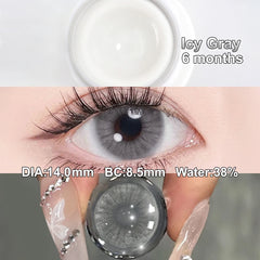 YICKYUE - Graduated Contact Lenses With Diopters Cosmetic Makeup Natural Colored Eye Contacts 14.0mm 6 Months