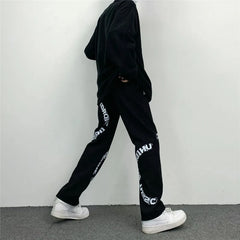 HEARUJOY - Men's Spring Autumn New Style Trendy Splicing Printed Pocket Fashion Versatile Loose Straight Tube Minimalist Casual Jeans