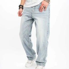 HEARUJOY - Spring Autumn New Men's Jeans Korean Casual Pants High Street Straight Student Loose Wide Black Grey Blue Baggy Denim Pant
