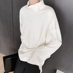 HEARUJOY - Fashion Style Spring Autumn New Men's Japanese Simple Sweatshirt Loose Personality Half Turtleneck Bottoming Shirt Male Clothes