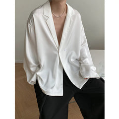 HEARUJOY - Summer Thin Blazer Men Business Society Mens Suit Jacket Korean Loose Casual Dress Jacket Men Black White Formal Jackets