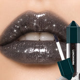 YICKYUE - Diamond Water Glazed Mirror Lip Gloss Makeup Nude Jelly Moisturizing Lip Glaze Lasting Metallic Black Liquid Lipstick Cosmetics