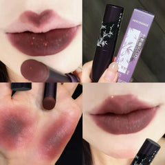 YICKYUE - Punk Smoked Dark Red Brown Matte Lipstick Velvet Matte Shiny Lip Gloss Waterproof Non-Stick Cup Not Fade Natural Shimmer Lip Mud
