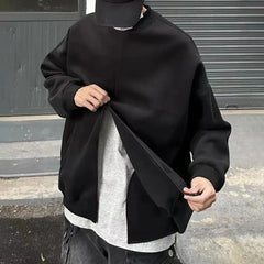 Hearujoy Mens Sweatshirt Pullover Korean Style Hip Hop Street Autumn Youthful Niche Half Zip Up Letter Stand Pullover Men'S Clothing