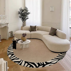 YICKYUE - French Style Bedroom Decor Round Carpet Light Luxury Carpets for Living Room Washable Lounge Floor Mat Anti-slip Study Soft Rug