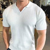 HEARUJOY - Summer New Men's Solid Color Knitted Sweater Short-Sleeved T-Shirt Retro Fashion Trend Casual Simple Loose Breathable Men's Tops