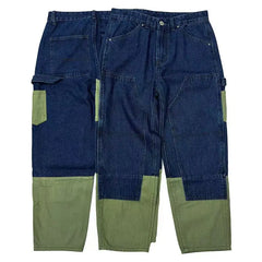 HEARUJOY - High Street Patchwork Jeans Men Loose Multi Pocket Cargo Pants Spring Autumn Fashion Vintage Straight Denim Trousers Streetwear