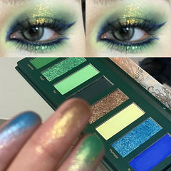 YICKYUE - 8 Colors Diamond Pearl Punk Green Eyeshadow Halloween Makeup Palette Waterproof Matte Smoky Polarized Green Eye Shadow Palette