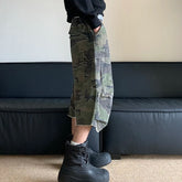 Hearujoy American Style Washed Camouflage Loose Men's Cargo Shorts Street Niche Workwear Pocket Design Male Trousers 24E1035