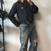 Hearujoy Streetwear Lapel Short Workwear Cotton Jacket Vintage Windbreaker Casual Baggy Mens Winter Coat Oversized Loose Thick Parkas