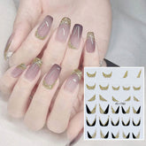 1 Sheet Gold Silver 3D Nail Stickers Decals Transfer Reflective Glitter French Tips Transfer Nail Art Decoration Manicure DIY