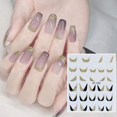 1 Sheet Gold Silver 3D Nail Stickers Decals Transfer Reflective Glitter French Tips Transfer Nail Art Decoration Manicure DIY