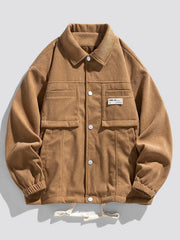 HEARUJOY - Spring And Autumn Men'S New Corduroy Work Jacket with Large Pockets And Casual Lapel Design.