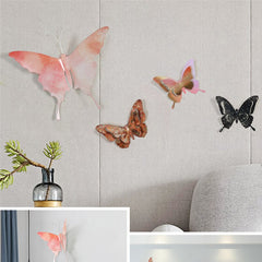 Yickyue Simple 3D Wrought Iron Wall Decoration Creative Home Livingroom TV Background Wall Hanging Simulation Butterfly Garden Decor