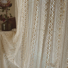 Yickyue pastoral hollow out lace crochet cotton thread weaving partition cortinas window curtain living room balcony bedroom LQ