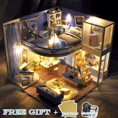 Cutebee DIY DollHouse Wooden Doll Houses Miniature Dollhouse Furniture Kit Toys for Children Christmas Gift The Satisfied Time