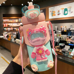 Yickyue Children's Mug Women's High-value High-capacity Water Cup 316 Portable Cute Student Cup with Straw Kettle Bottle Camping