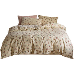 Korean Ins Small Floral Cotton Bed Four-Piece Set Pure Cotton Bed Sheet Duvet Cover Fitted Sheet Single Dormitory 3-Piece Set
