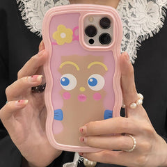 Unique Candy Color Pink Border Shockproof Phone Case For iPhone 12 13 11 Pro Max XR X XS Max Japan Cartoon Funny Back Cover Gift