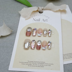 Heart Diamonds Handmade Press On Nails