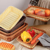 Hand-woven Basket Organizers Breadbasket Rangement Organisation Rattan Picnic Basket Storage Box Fruit Basket Imitation Rattan