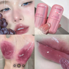 YICKYUE - Juicy Purple Lip Gloss Mirror Transparent Glass Lip Oil Non-Fading Hydrating Liquid Lipstick Watery Texture Clear Tint Makeup