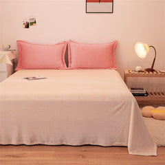 3/4pcs Set Solid Color Home Bedding Set Soft Flannel Bed Sheet Set Winter Warm Duvet Cover Bed Sheet with Pillow Case