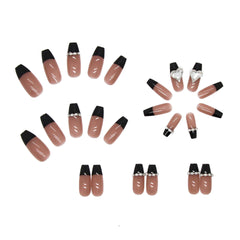 False Nails Set Heart Diamond Nail Art Wearable Press On Fake Nails Tips 24pcs/box With Wearing Tools As Gift