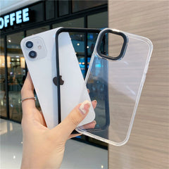 3 In 1 Solid Color Frame Clear Case For iPhone 11 12 13 Pro Max XR X XS 7 8 Plus SE 2 Transparent Silicone Shockproof Soft Cover