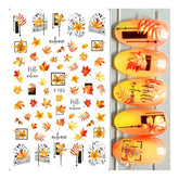 1 Sheet Maple Leaves 3D Nail Stickers Fall Leaf Flowers Line Sliders For Nails Self Adhesive Stickers Autumn Manicuring Decals