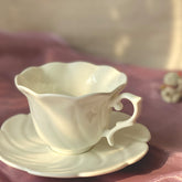 YICKYUE - British Style Ceramics Coffee Cup Saucer Retro White Porcelain Teacup Home Office Drinkware Cups Saucers Handmade Tea Cup