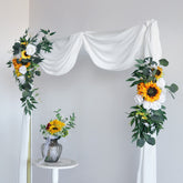 2Pcs Sunflower Garland Artificial Flowers Vine Fake Silk Sun Flowers Hanging Vines for Balcony Garden Wedding Decoration