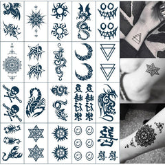 YICKYUE - 20 Sheets Long Lasting 15 Days Fake Tattoo Stickers Herbal Natural Juice Ink Temporary Tattoos Hand Rose Butterfly Snake Moon