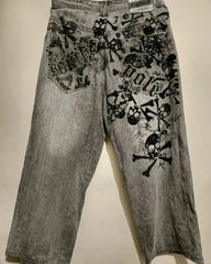 Hearujoy 90s Streetwear American New Printed Washed Baggy Jeans Men Y2K Street Fashion Vintage Harajuku Casual Gothic High Waist Wide Leg Pants Trousers