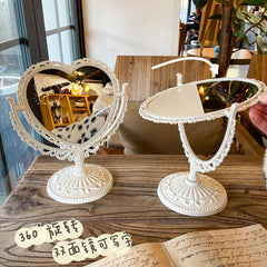 W&G Retro Double-sided Makeup Mirror Cute Girls Heart Princess Mirror Desktop Love Vanity Mirrors